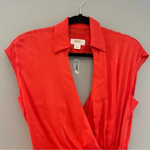 Anthropologie Maeve Orange Open-Back Wrap Midi Dress Size Small - Picture 7 of 13